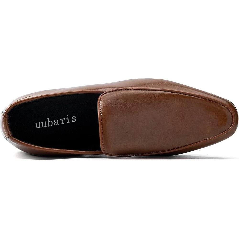 Uubaris Men's Leather Loafer Slip On Dress Shoes - Brown - Size 10